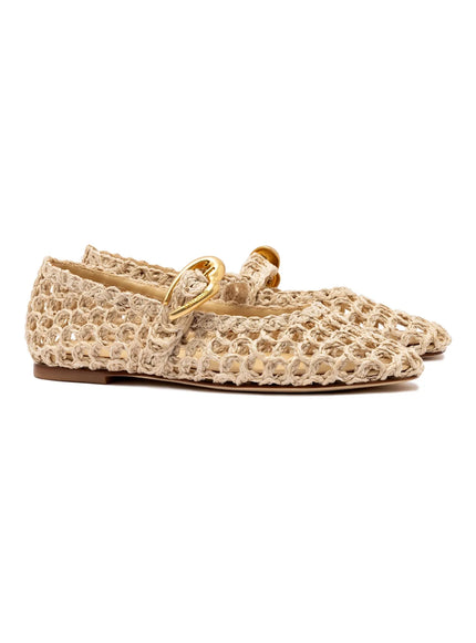 Larroude Verona Macrame In Beige Embroidered Raffia