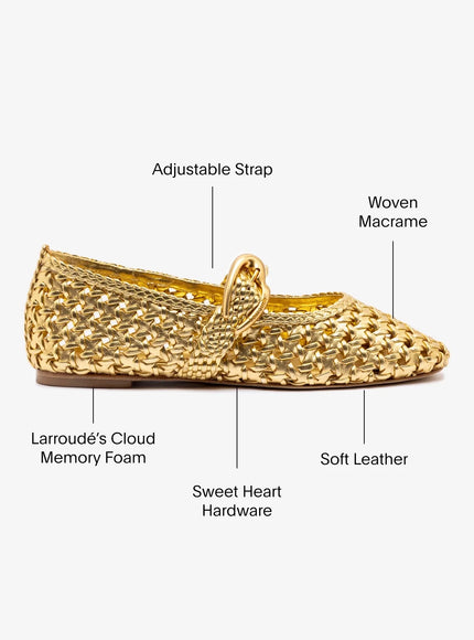 Larroude Verona New Macrame In Gold Metallic Leather