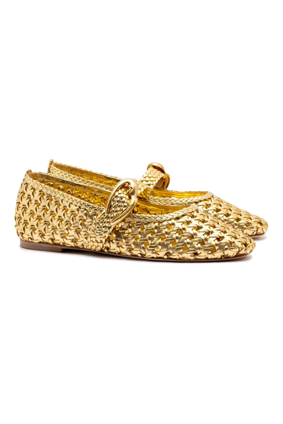 Larroude Verona New Macrame In Gold Metallic Leather