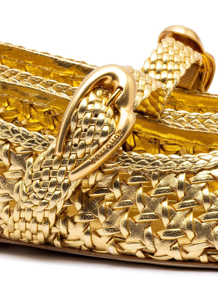 Larroude Verona New Macrame In Gold Metallic Leather