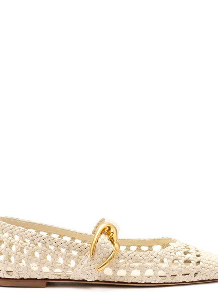 Larroude Verona Macrame Ballet Flat In Ivory Leather Ivory