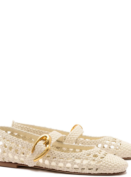 Larroude Verona Macrame Ballet Flat In Ivory Leather