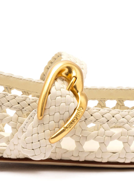 Larroude Verona Macrame Ballet Flat In Ivory Leather