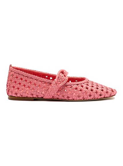 Larroude Verona Macrame Ballet Flat In Sorbet Pink Leather