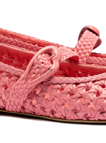 Larroude Verona Macrame Ballet Flat In Sorbet Pink Leather