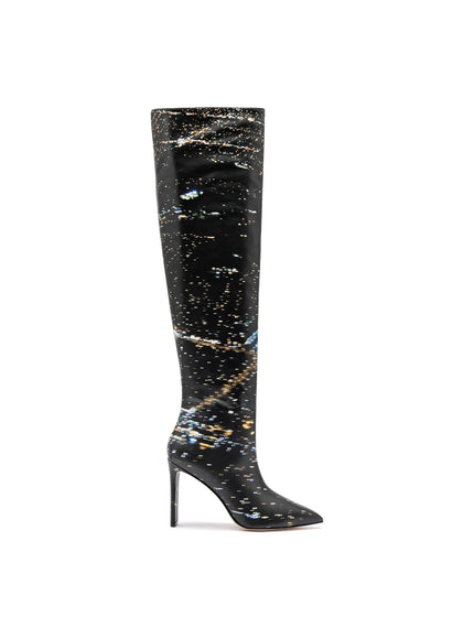 Larroude x Libertine Boot In Black LAX Printed Leather