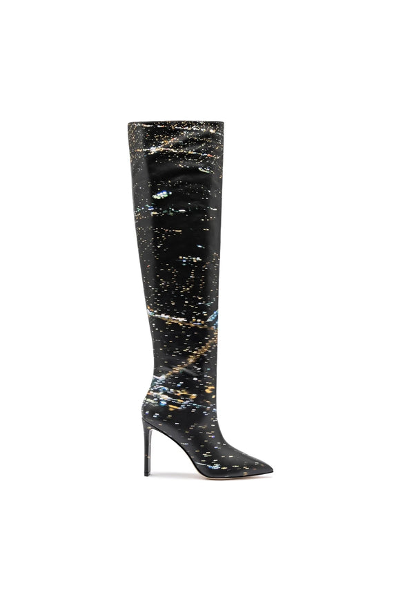 Larroude x Libertine Boot In Black LAX Printed Leather