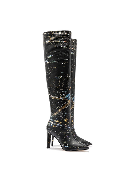 Larroude x Libertine Boot In Black LAX Printed Leather