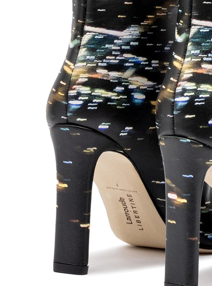 Larroude x Libertine Boot In Black LAX Printed Leather