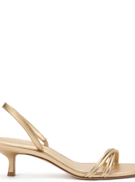 Larroude Mini Annie Sandal In Gold Metallic Leather