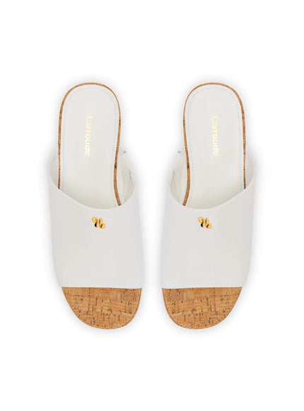 Larroude Charli Mule In White Patent Leather