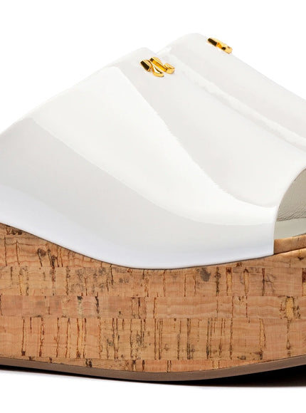 Larroude Charli Mule In White Patent Leather