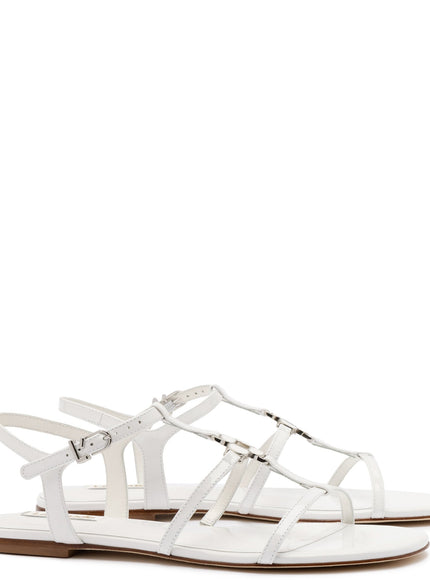 Larroude Hana Flat In White Patent Leather