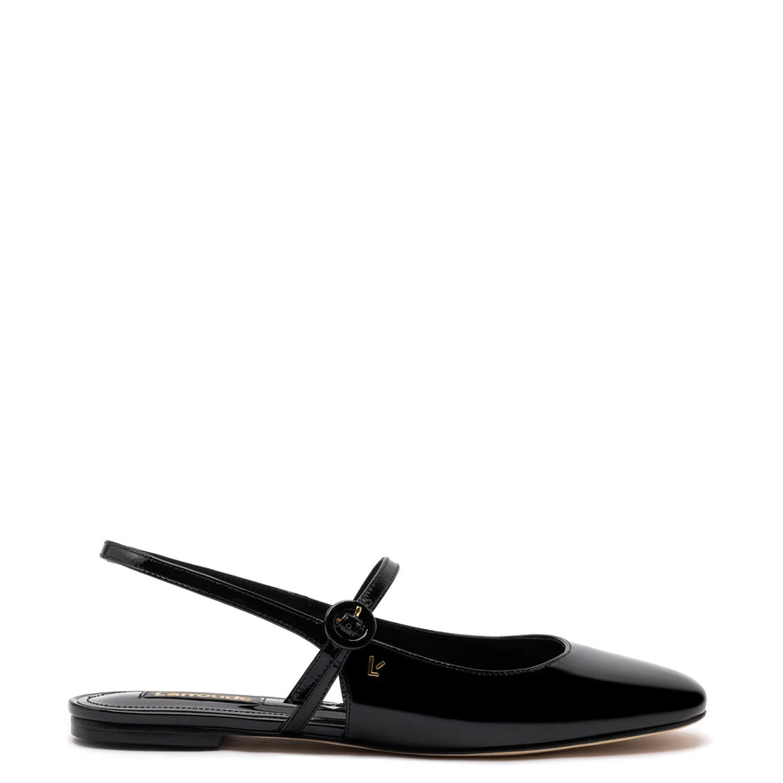 Larroude Georgina Ballet Flat In Black Patent Leather Black