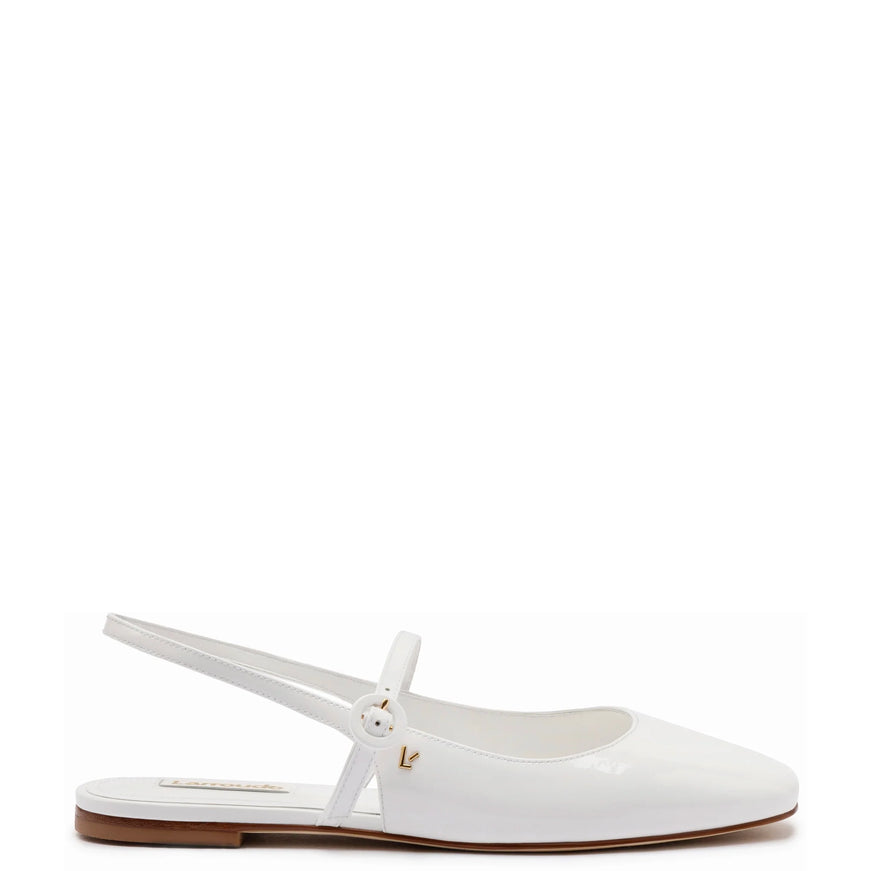 Larroude Georgina Ballet Flat In White Patent Leather White