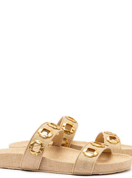 Larroude Milan Slide In Beige Raffia