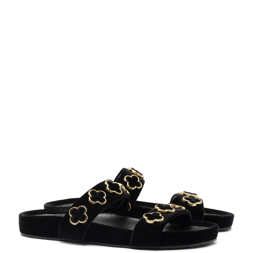 Larroude Milan Piccolo Slide In Black Velvet