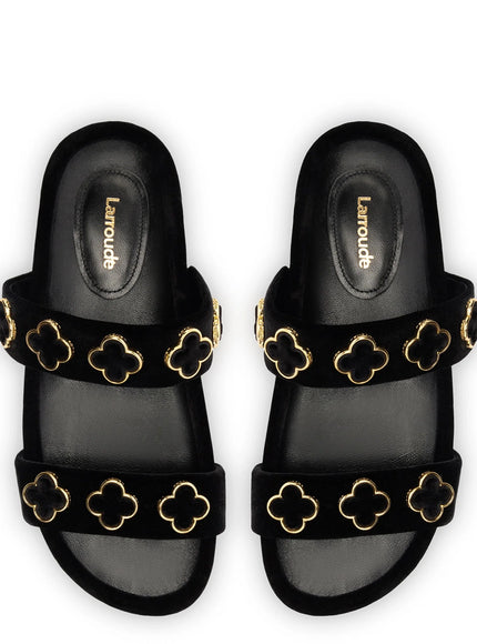 Larroude Milan Piccolo Slide In Black Velvet