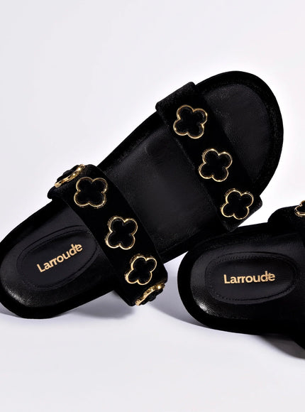 Larroude Milan Piccolo Slide In Black Velvet