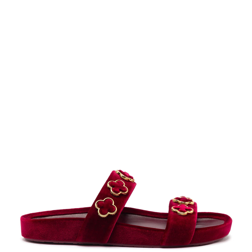 Larroude Milan Piccolo Slide In Wine Velvet Wine