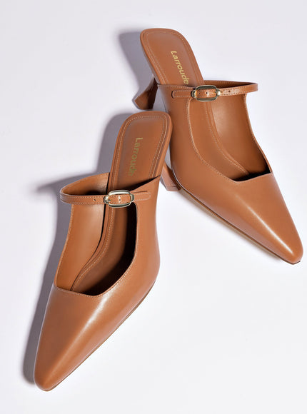 Larroude Ines Mule In Caramel Leather