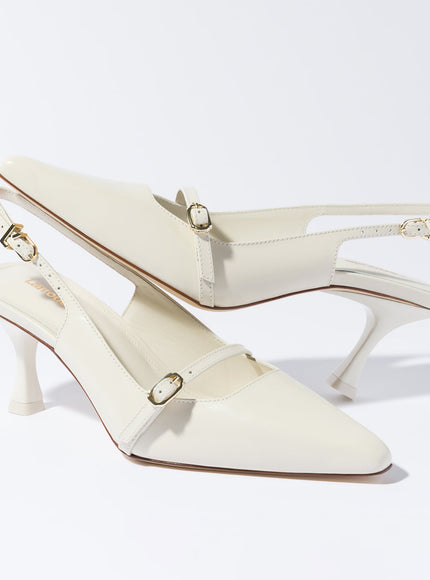 Larroude Ines Pump In Ivory Leather