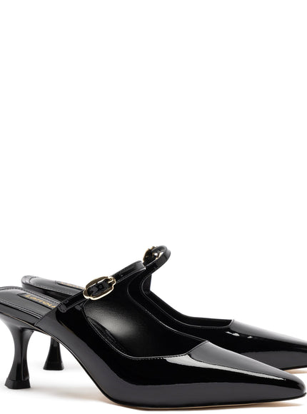 Larroude Ines Mule In Black Patent Leather