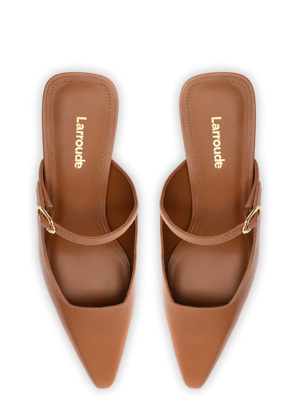 Larroude Ines Mule In Caramel Leather