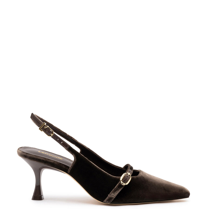 Larroude Ines Pump In Expresso Velvet Expresso