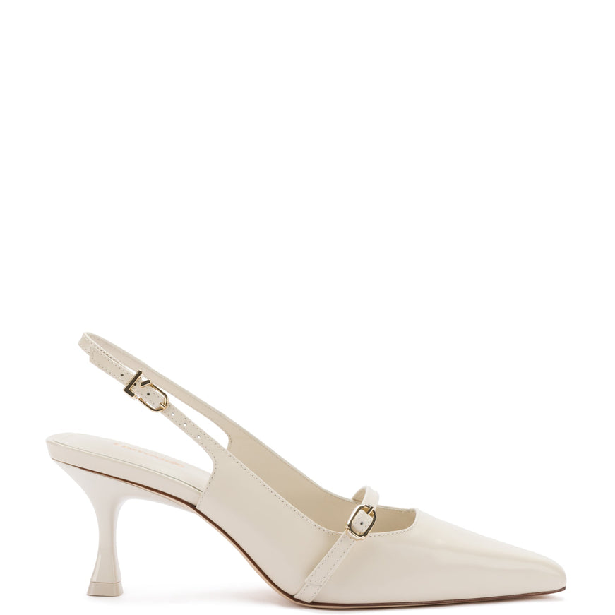 Larroude Ines Pump In Ivory Leather Ivory