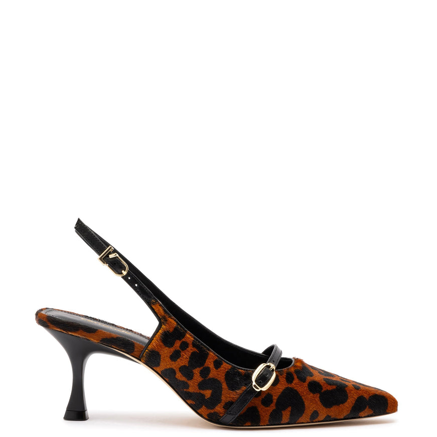 Larroude Ines Pump In Leopard Print Calf Hair Leopard