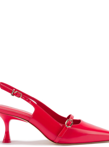 Larroude Ines Pump In Scarlet Leather Scarlet