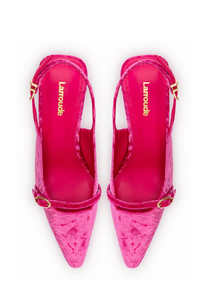 Larroude Ines Pump In Pink Velvet