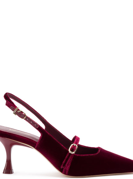 Larroude Ines Pump In Wine Velvet Wine