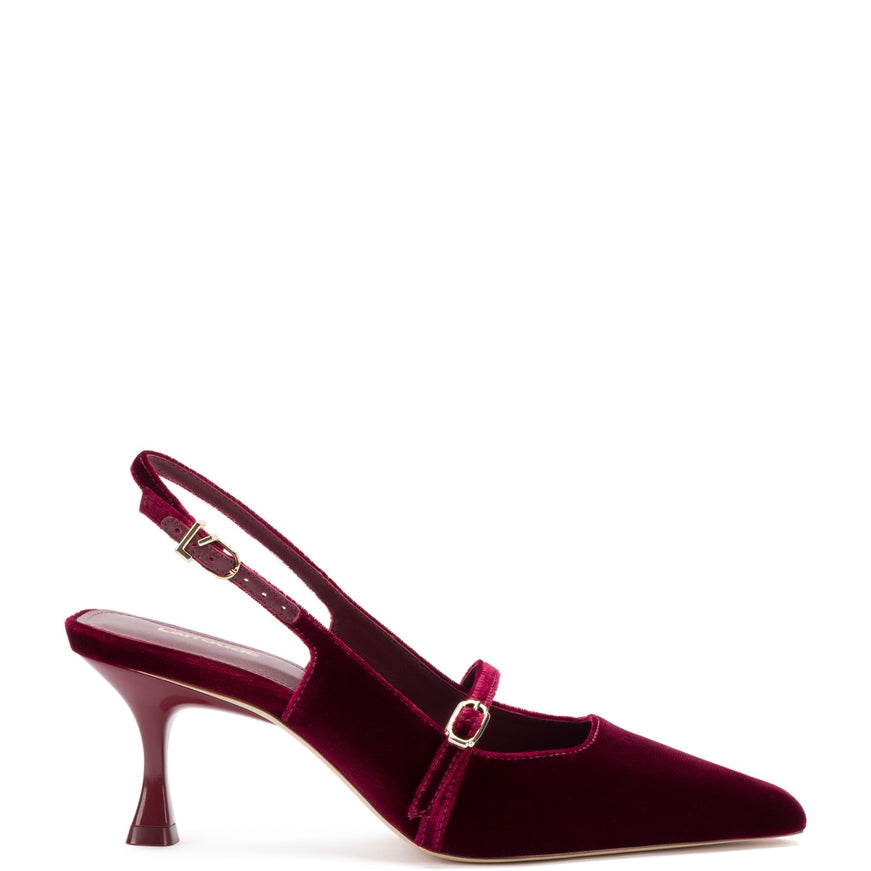 Larroude Ines Pump In Wine Velvet Wine