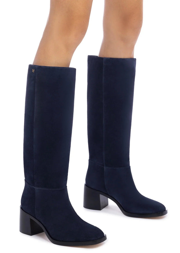 Larroude Ricky Boot In Blue Suede