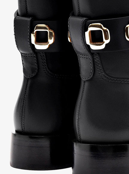 Larroude Milan Flat Boot In Black Leather