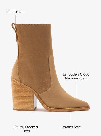 Larroude James Bootie In Peanut Suede