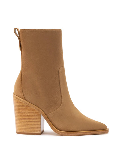 Larroude James Bootie In Peanut Suede