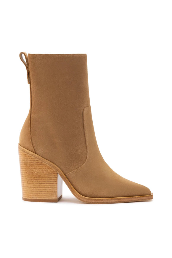Larroude James Bootie In Peanut Suede