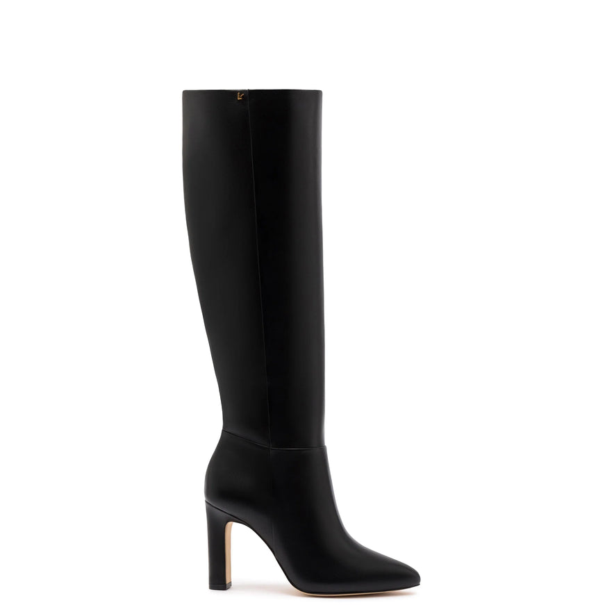 Larroude Cindy Hi Boot In Black Leather Black