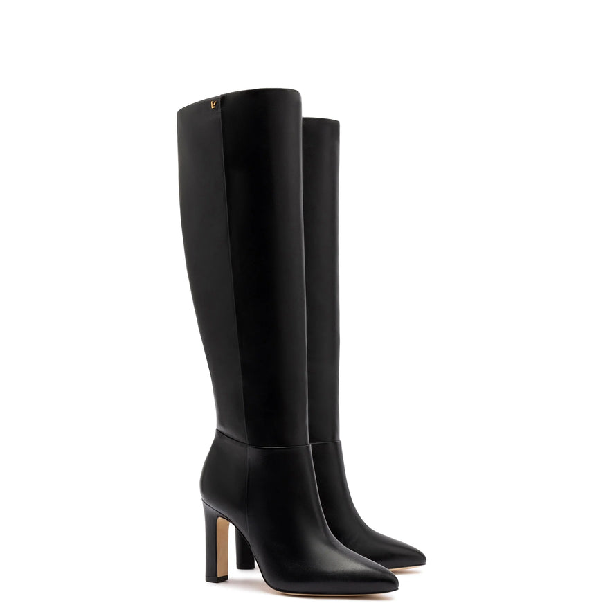 Larroude Cindy Hi Boot In Black Leather