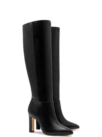Larroude Cindy Hi Boot In Black Leather