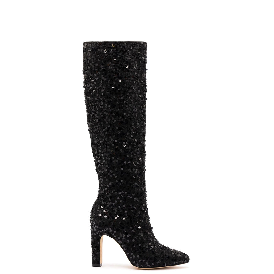 Larroude Cindy Hi Boot In Black Sequins Black Sequins