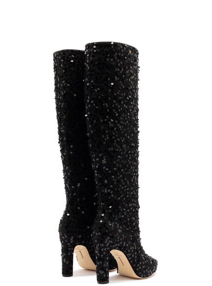 Larroude Cindy Hi Boot In Black Sequins