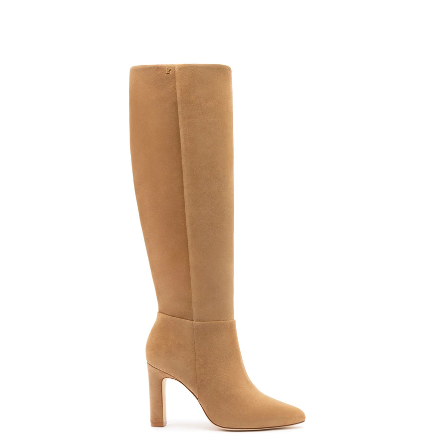 Larroude Cindy Hi Boot In Peanut Suede Peanut