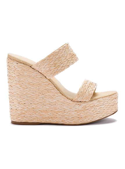 Larroude Pamela Wedge In Natural Raffia