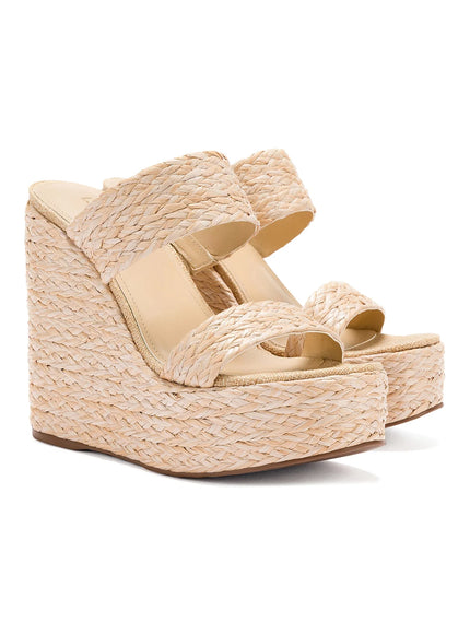 Larroude Pamela Wedge In Natural Raffia