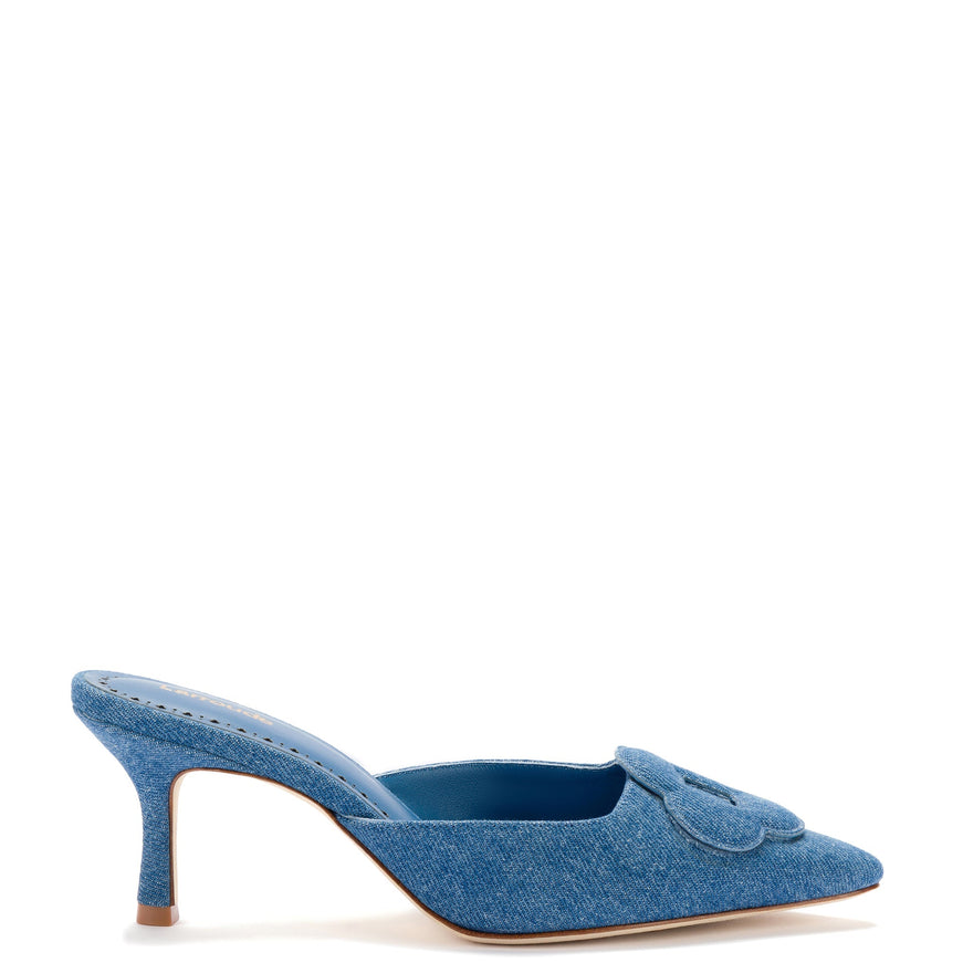 Larroude Flora Pump In Blue Stoned Denim Denim