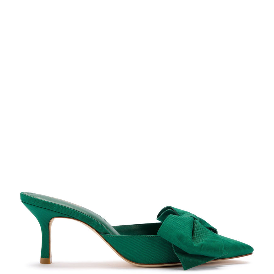 Larroude Mini Elle Pump In Emerald Fabric Emerald